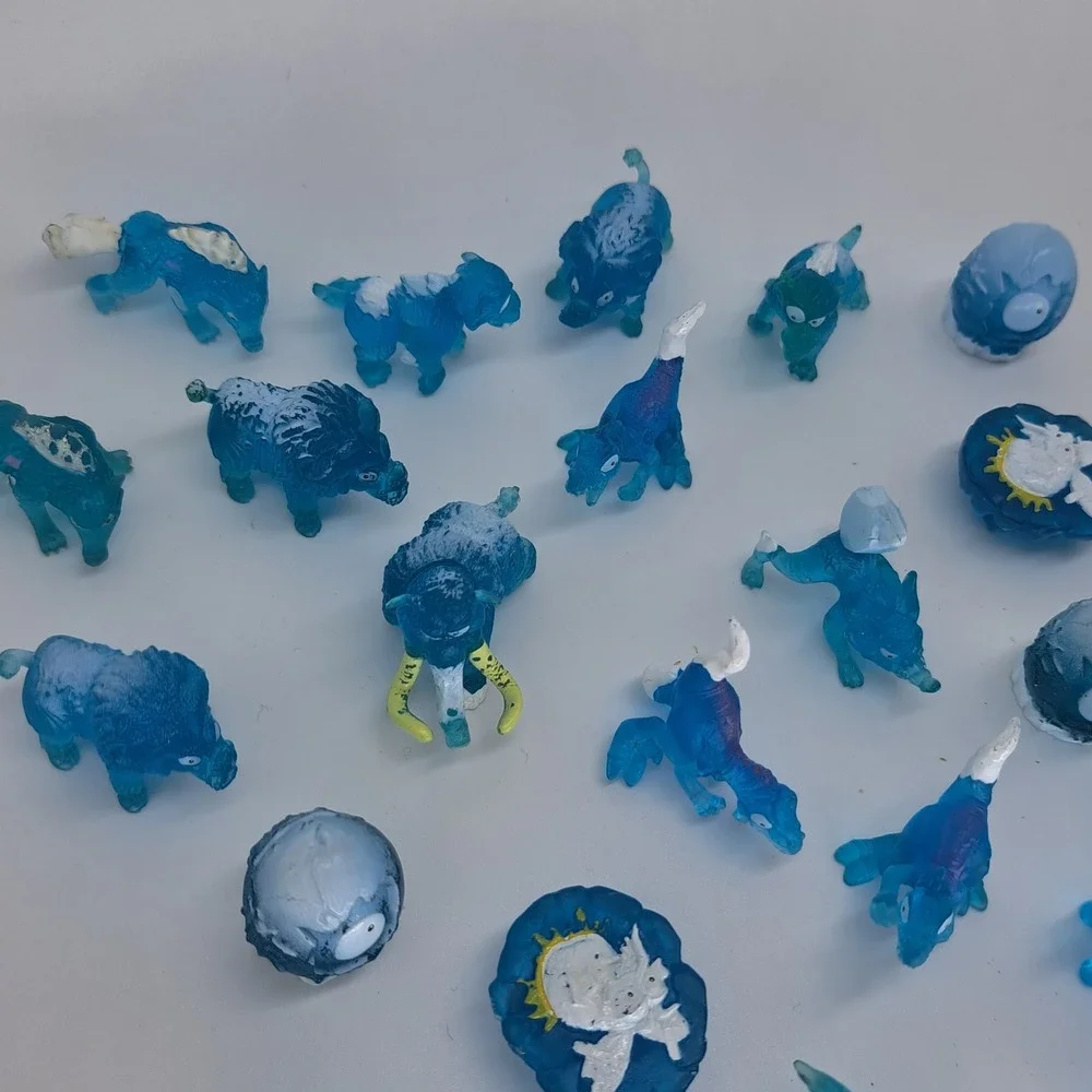 Zuru Dino Smashers Ice Age Figure Lot Blue Translucent Mammoth Reindeer Toy Mini